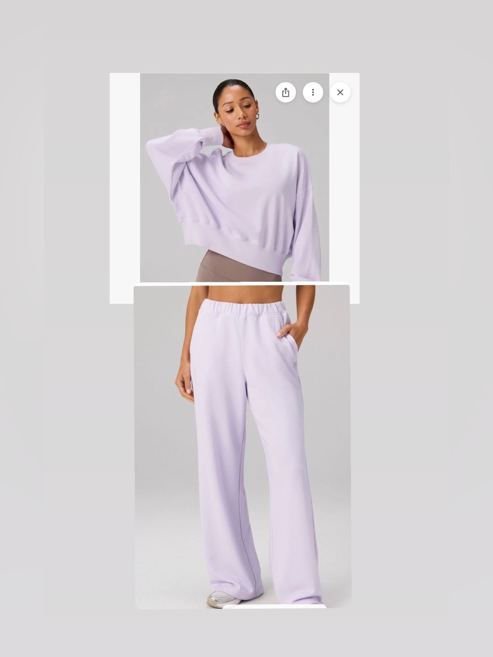 Fabletics Lilac Lounge Set - Cropped Sweatshirt & Wide Leg Pants size small NWT*